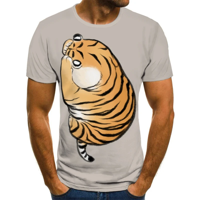 

Прямая поставка с фабрики, трендовые мужские футболки с принтом, милый маленький тигр, цифровая печать, короткие рукава