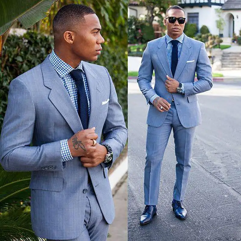 

2022 New Blazers Costume Men Blue For Business Wedding Prom Smart Casual Male Blazer Slim Fit Terno Tuxedos Formal 2 Pieces