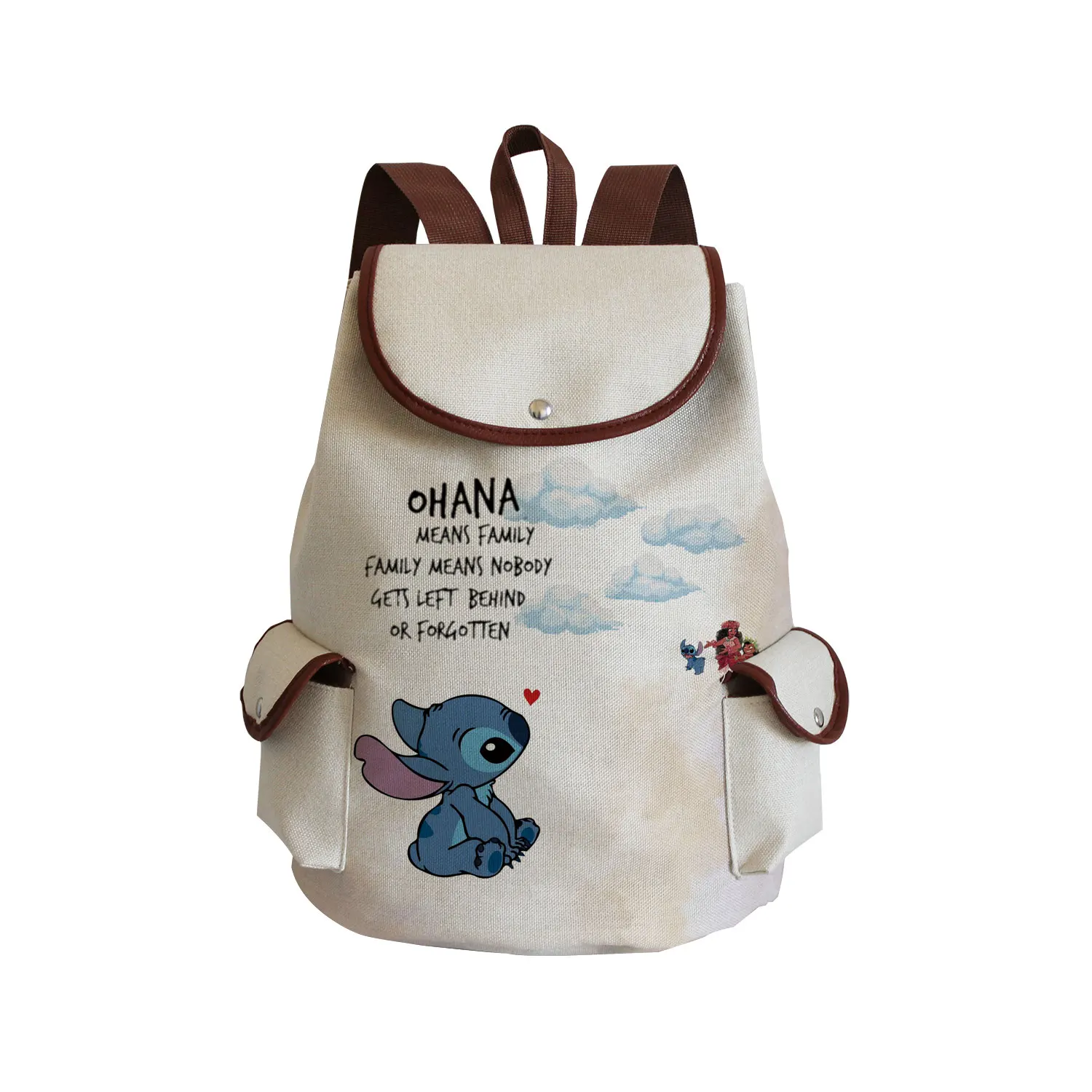

Disney Lilo & Stitch Backpack Cartoon Teens Girl Book Bag Clouds School Bags Casual For Teenager Large Capacity Drawstring Bags