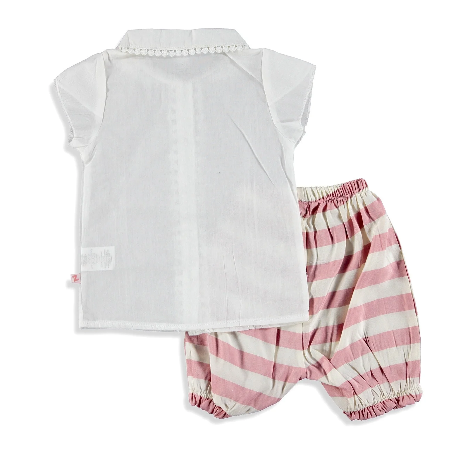 ebebek BabyZ Striped Lacy Texture Short Shirt Set |