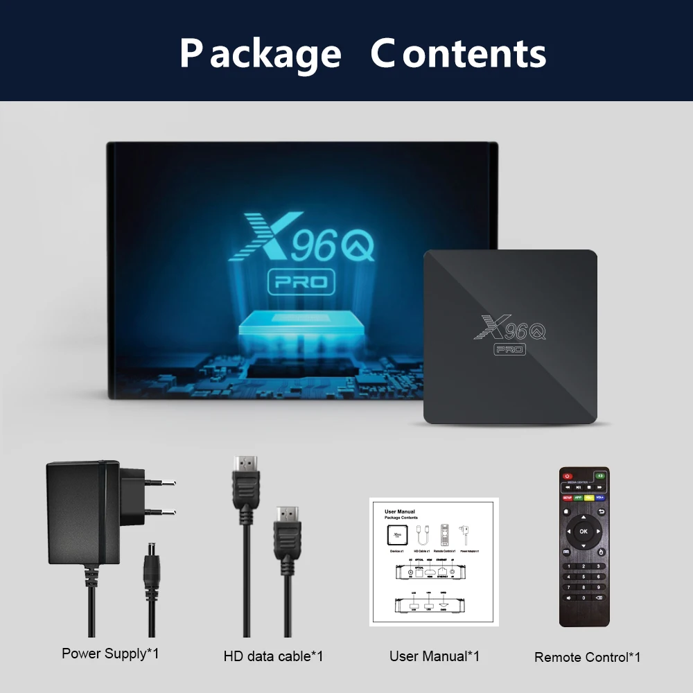 ТВ-приставка Android 10 Allwinner H313 Quad Core 4K X96Q Pro Smart Mini Media Player IP TV | Электроника