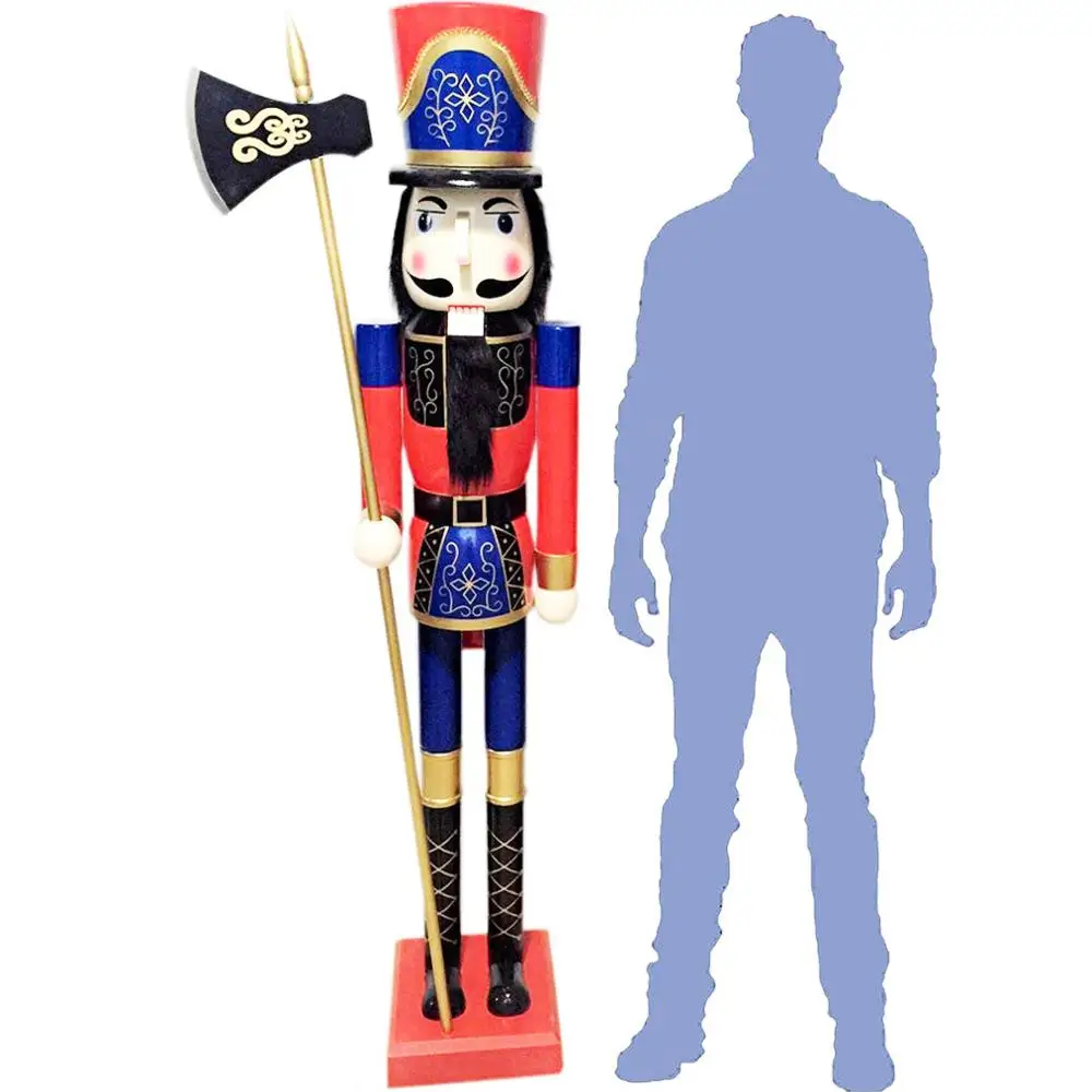 CDL 6feet/180cm/6ft/6foot Life size large/Giant Red and Blue  Christmas Wooden Nutcracker King & Soldier Ornament Doll Gift K12