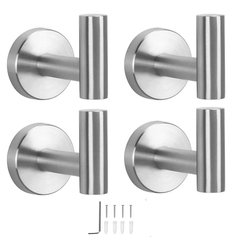 

Bath Towel Round Hook Stainless Steel Bathrobe Hook Rack Heavy Duty Hanger Hook Bathroom Living Room Hotel Kitchen Wall Mount