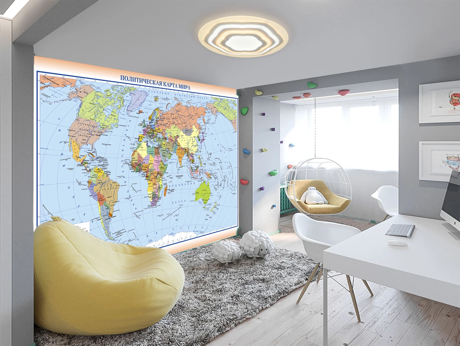 Фотообои флизелиновые моющиеся Premiun &ampquotПолитическая карта мира&ampquot 3d фотообои