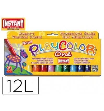 Темпера твердая палочка PLAYCOLOR школьная коробка 12 разных цветов| |