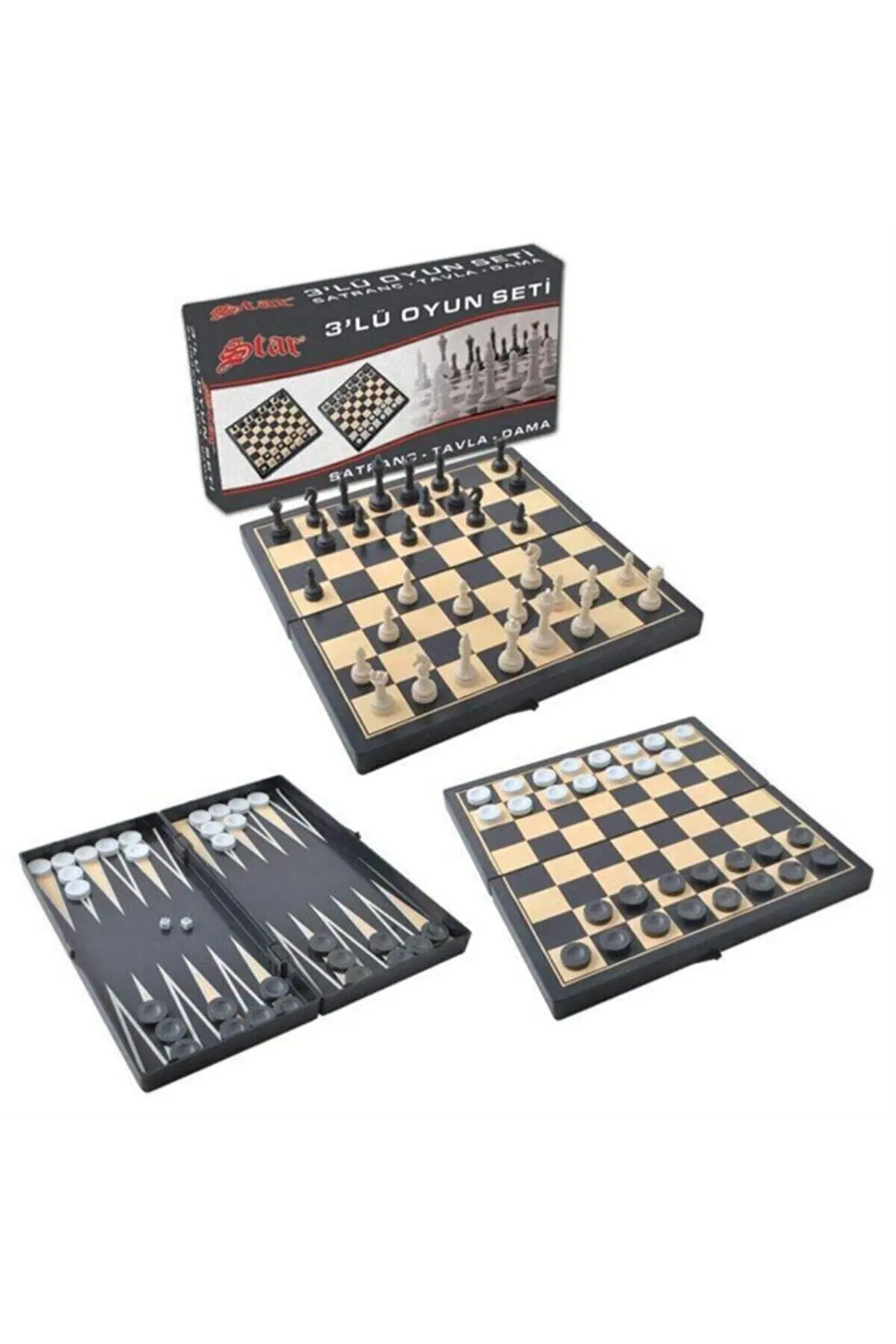

3 Piece Game Set 3 in 1 Game Set Backgammon Chess Checkers Chess Set Figure Mat Player Brain intelligence developer