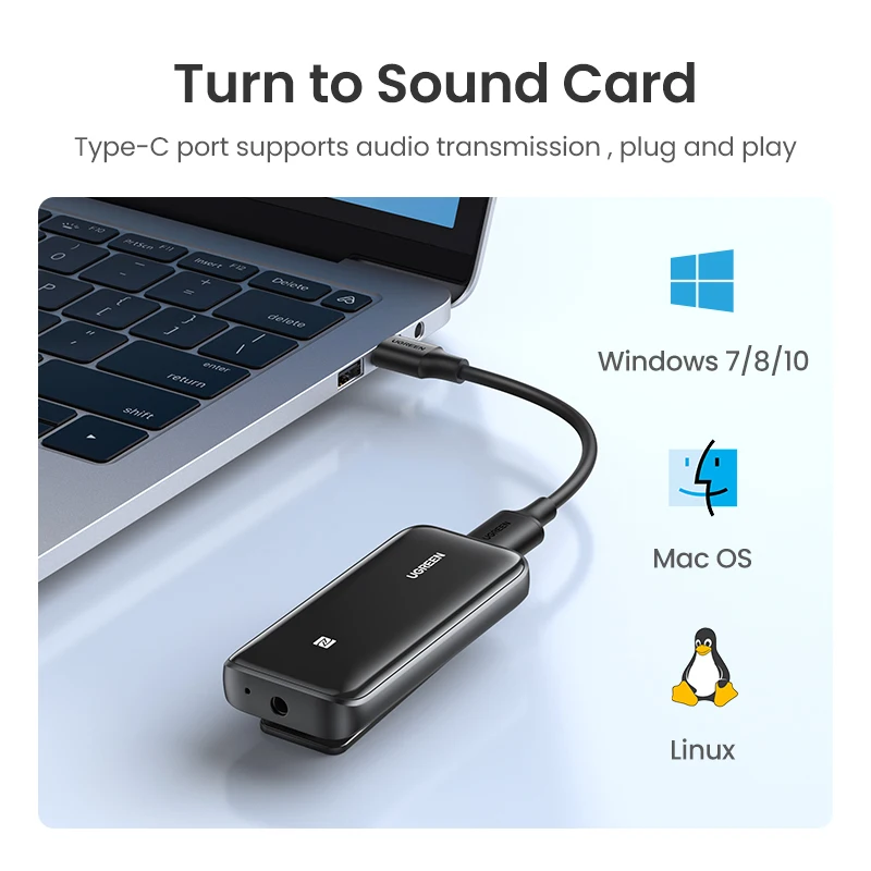 Приемник UGREEN Bluetooth 5 0 USB DAC 3 мм усилитель для беспроводных наушников NFC aptX LL HD QCC3034