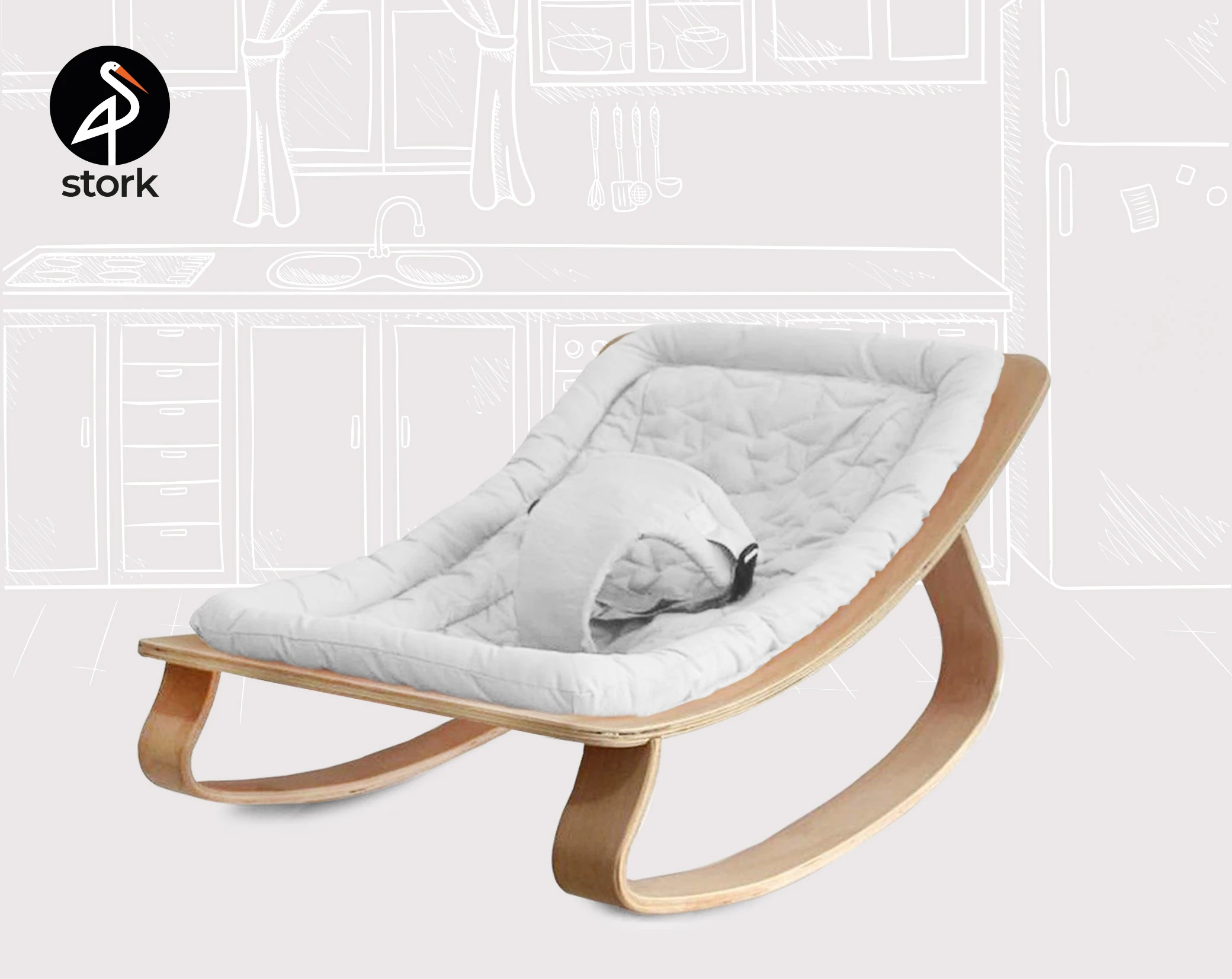 

Handmade Natural Wood Baby Rocking Chair, Handmade Baby Cradle, Wooden Baby Swing, Baby Bouncer, Swinging Chair For Baby Wooden