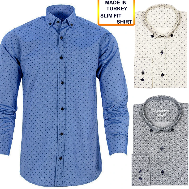 

Slim Fit Shirt Men Cotton Long Sleeve Print 2021 Casual Social Business Camisa Masculina High Quality Oxford Turkey by Varetta
