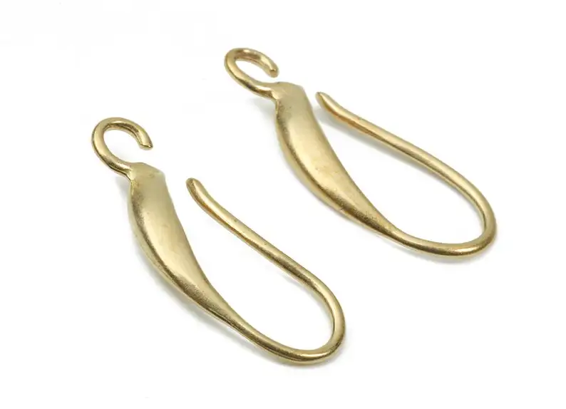 

Brass Earring Hooks - Raw Brass Earring Wires - Brass Ear Hooks Findings - Jewelry Supplies - 12Pcs/Lot - 18x8x2.3mm - PP2896