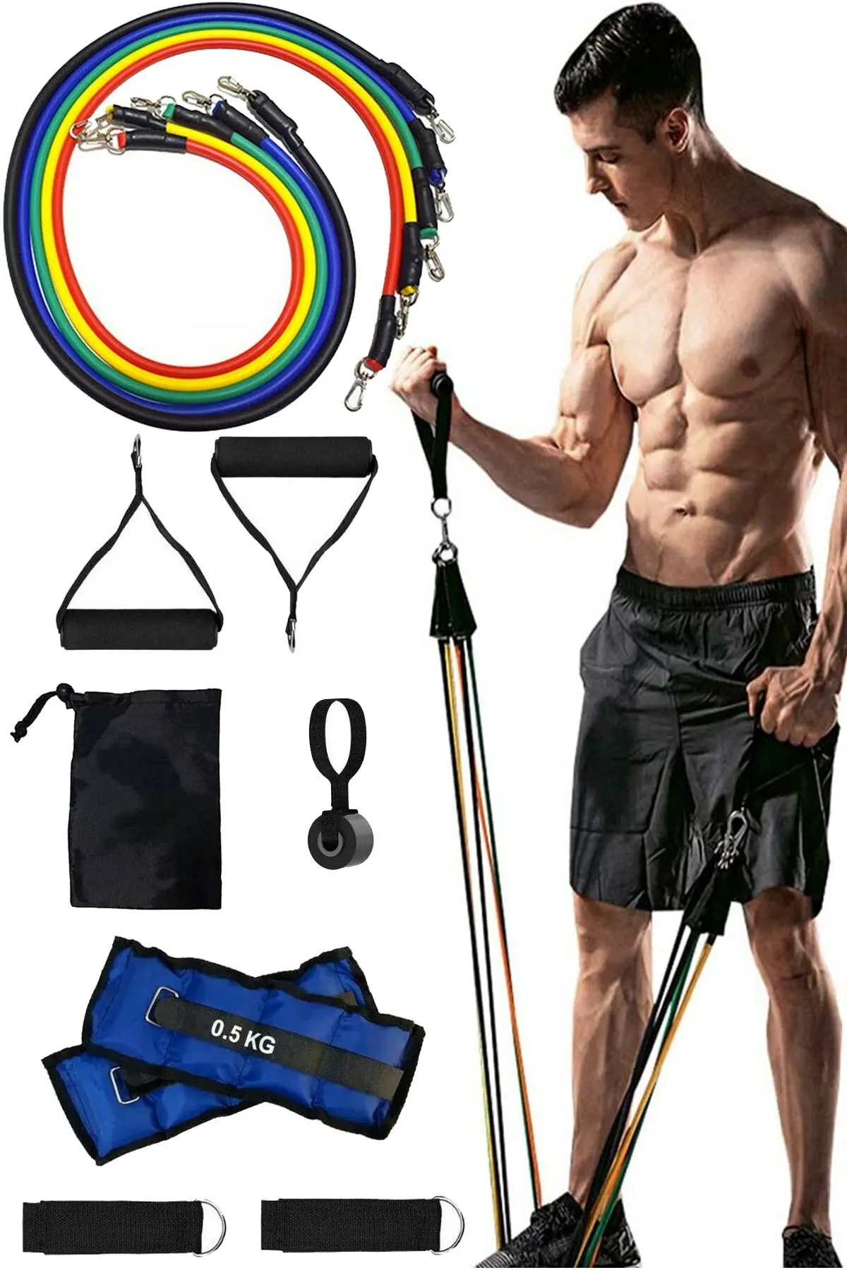 Stardust Bag 12 Pieces With Behind the Door Apparatus 5 Different Resistance Pilates And Power Rubbers, sand Bag Set 11