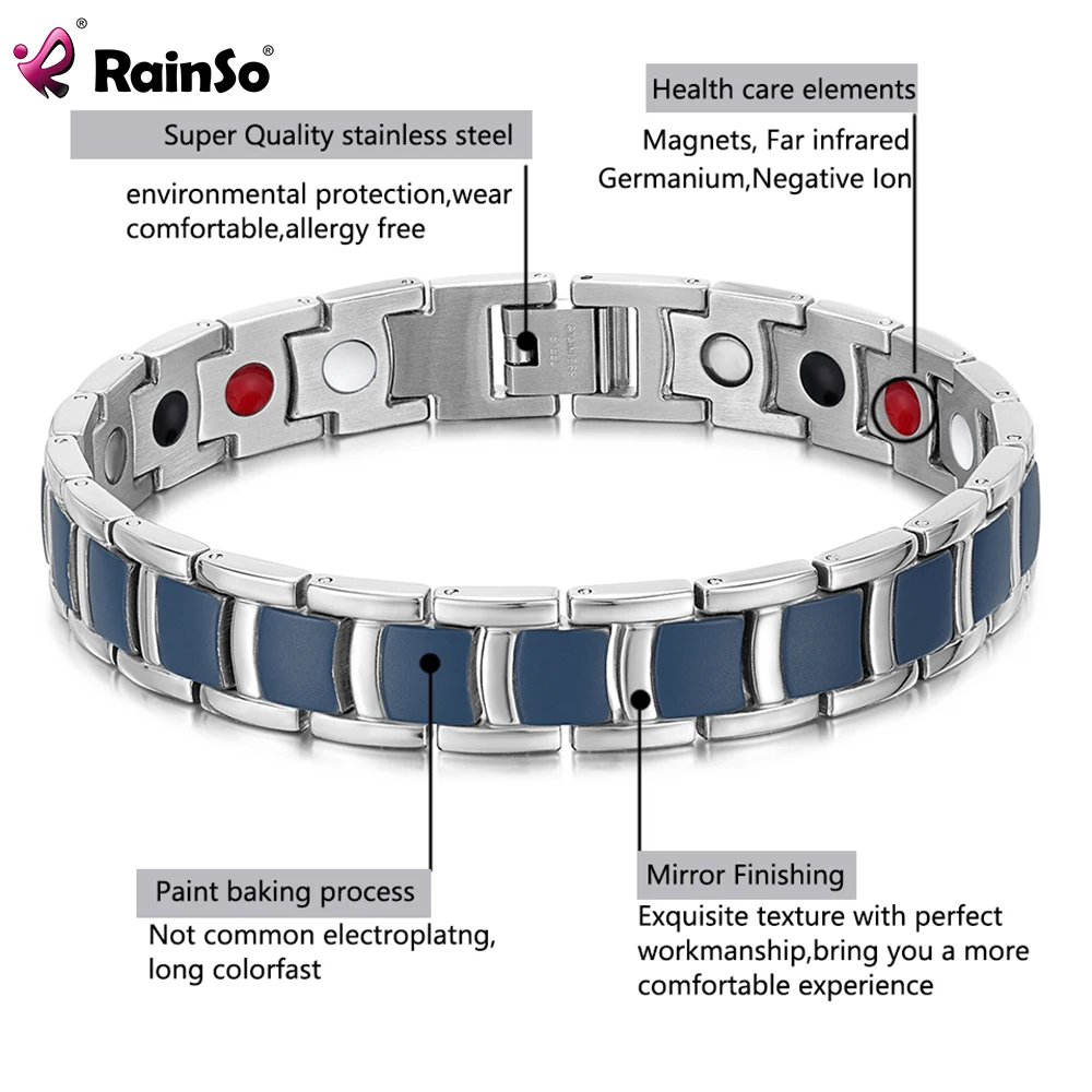 Stainless Steel Bracelet For Women Men Paint Baking Blue Homme Health Care Magnetic Bracelet Viking Gifts For Unisex Rainso