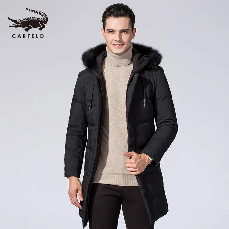 Мужская белая куртка на утином пуху с капюшоном из лисьего меха пуховики пальто