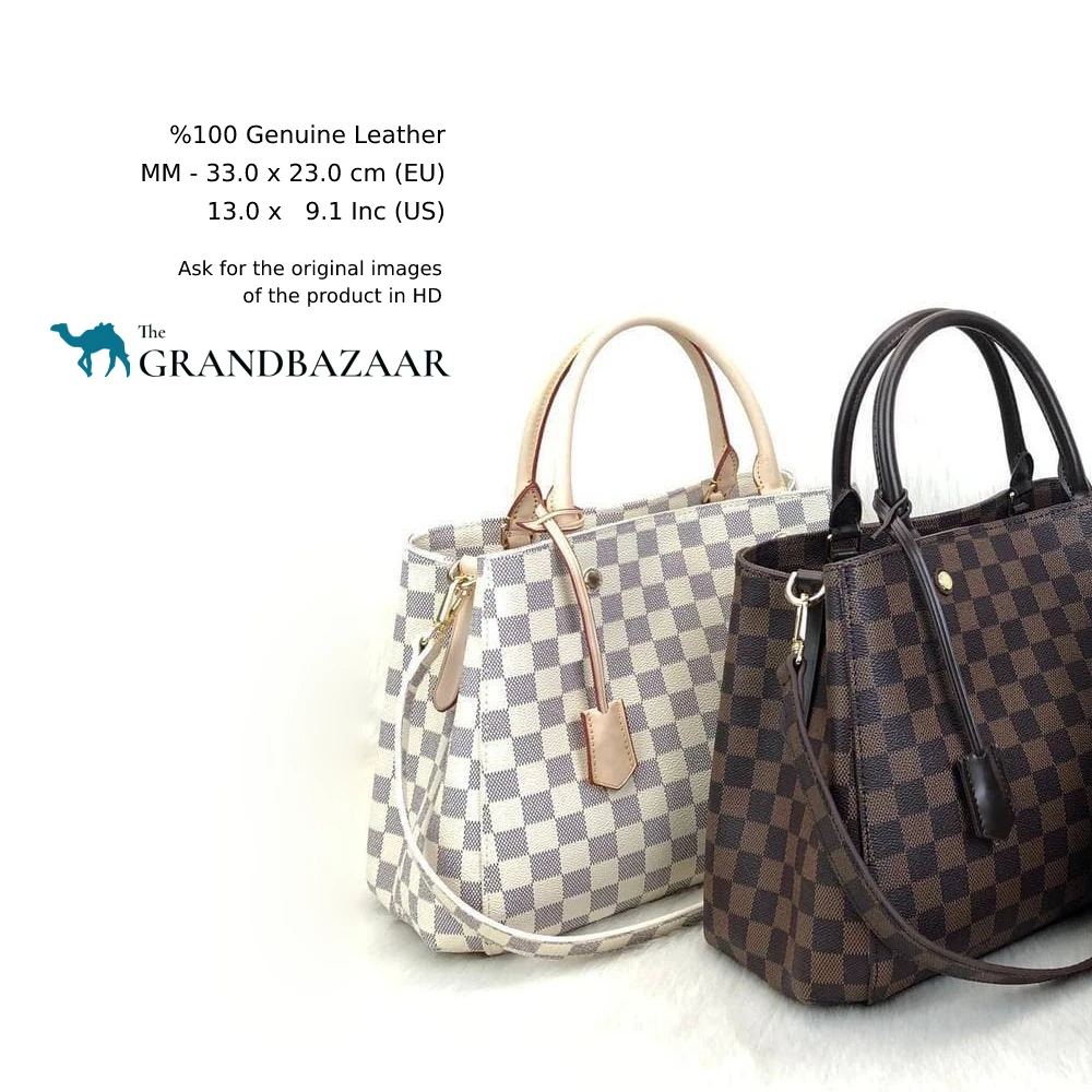 

Genuine Calfskin Leather Luxury Brand Handbag, Damier Azur Ebene, Fashion Tote Bag Women Shoulderbag Desginer Bag Top Handle