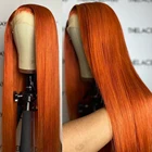 Прямые парики из натуральных волос бордового цвета, прямые парики для чернокожих женщин, Имбирно-оранжевые T-образные парики, 28 Дюймов, 30 дюймов, 99J