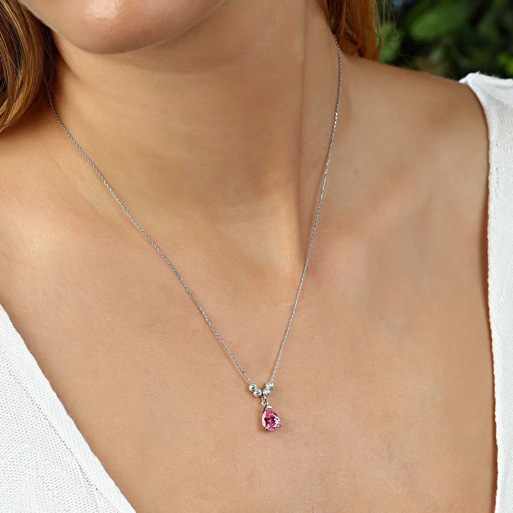 

Necklace Pendant Water Drop Zircon 925 Sterling Silver Jewelry with Chain