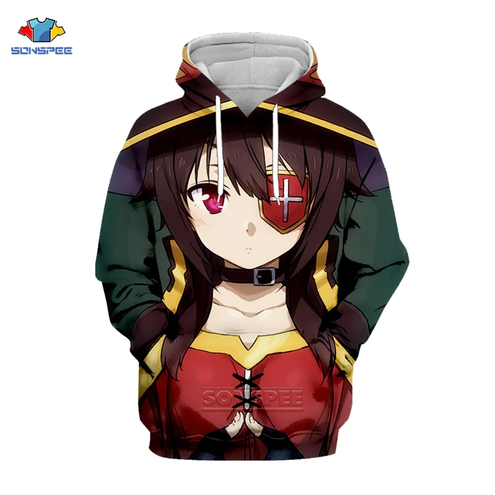 Классические толстовки с капюшоном Megumin Konosuba для девочек и мужчин тренировочный