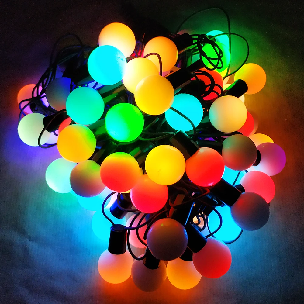 Гирлянда шарики уличная светодиодная 8 м d=2 4 см 70 led мультицвет черный каучуковый