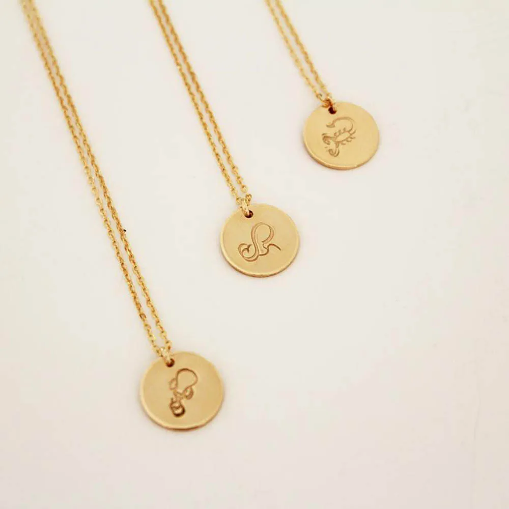 Gold Zodiac Necklace Sign Constellation Bridesmaid 15mm MT6956 10Pcs/Lot | Украшения и аксессуары
