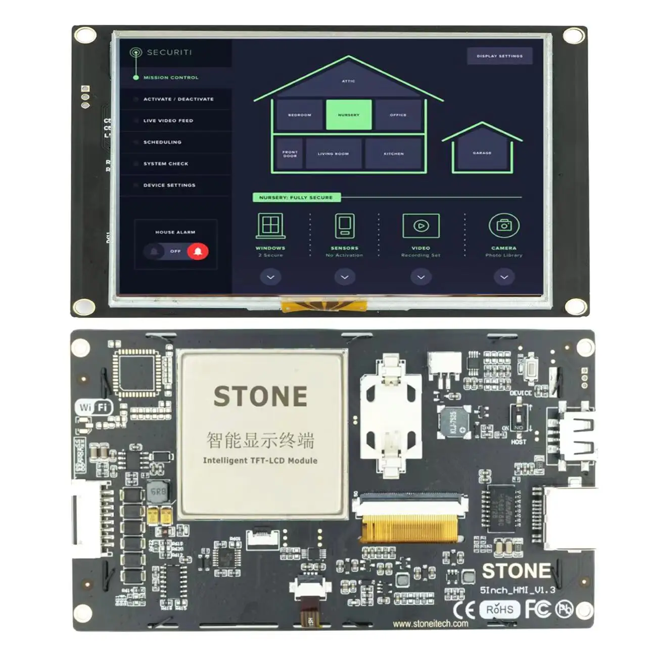 STONE 5.0 Inch Intelligent TFT LCD Display Module with Software+Program for Industrial Use
