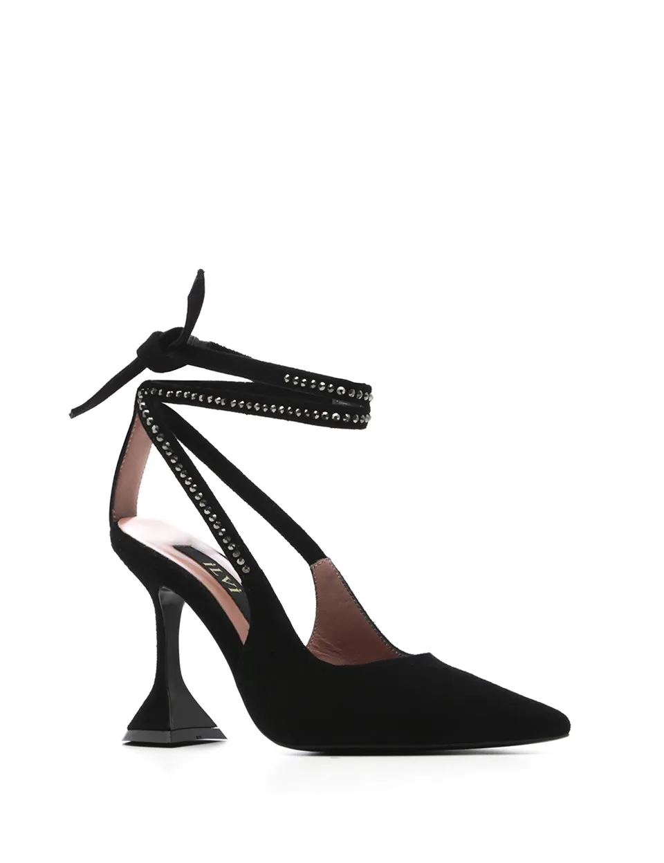 

ILVi-Genuine Leather Handmade Riga Women's Heeled Sandal Black Suede Women Shoes 2020 Spring Summer (Made in Turkey)