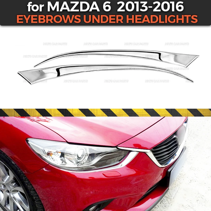 Реснички под фары для Mazda 6 2013 2016 ABS пластик хром 2 шт. литье украшение Тюнинг