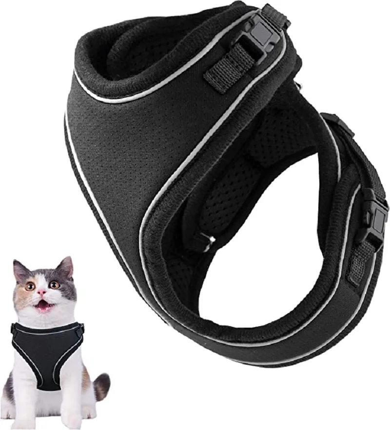 

BOBIPAW Cat Harness Escape Proof Kitten Mesh Vest Harness Adjustable Reflective Comfortable Soft Chest Harness for Cat Small Dog
