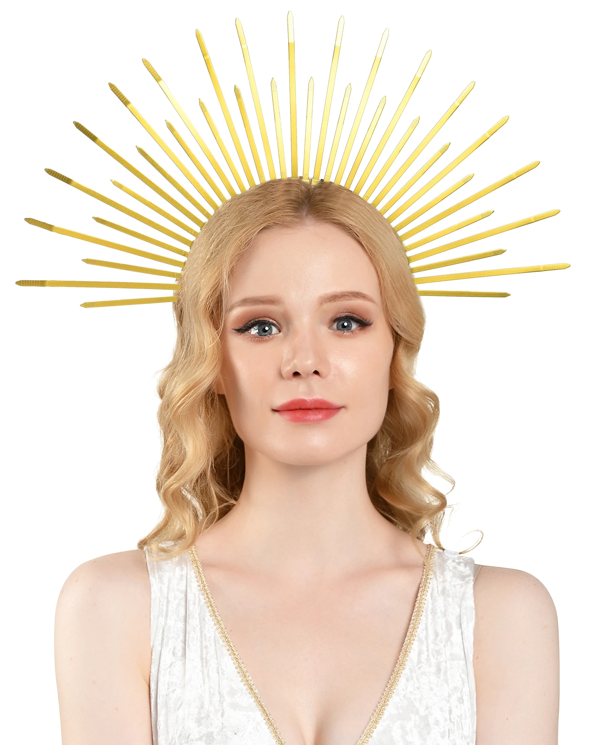 Богиня гало Корона Золотой головной убор в стиле бохо свадебная корона взрыв с