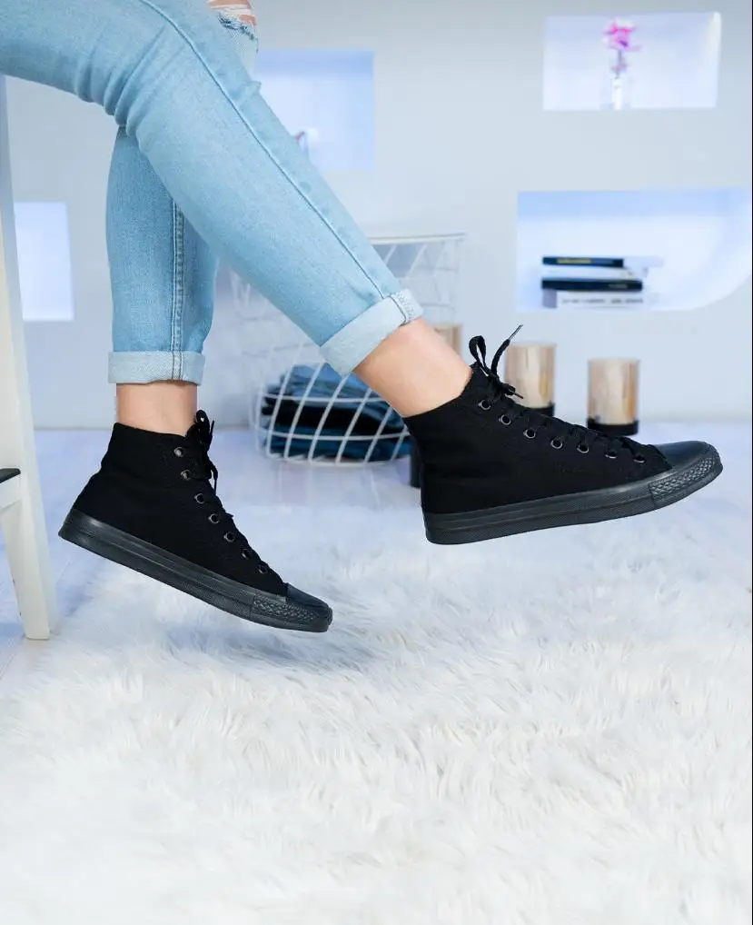 

CASUAL LINEN LONG BLACK SPORT SHOES