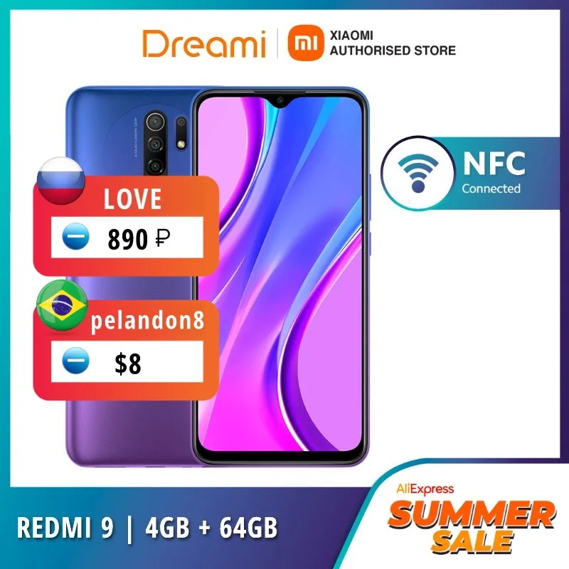 Глобальная версия Xiaomi Redmi 9 64 Гб ROM 4 ОЗУ | 32 3 RAM (Фирменная Новинка/герметичные) redmi9