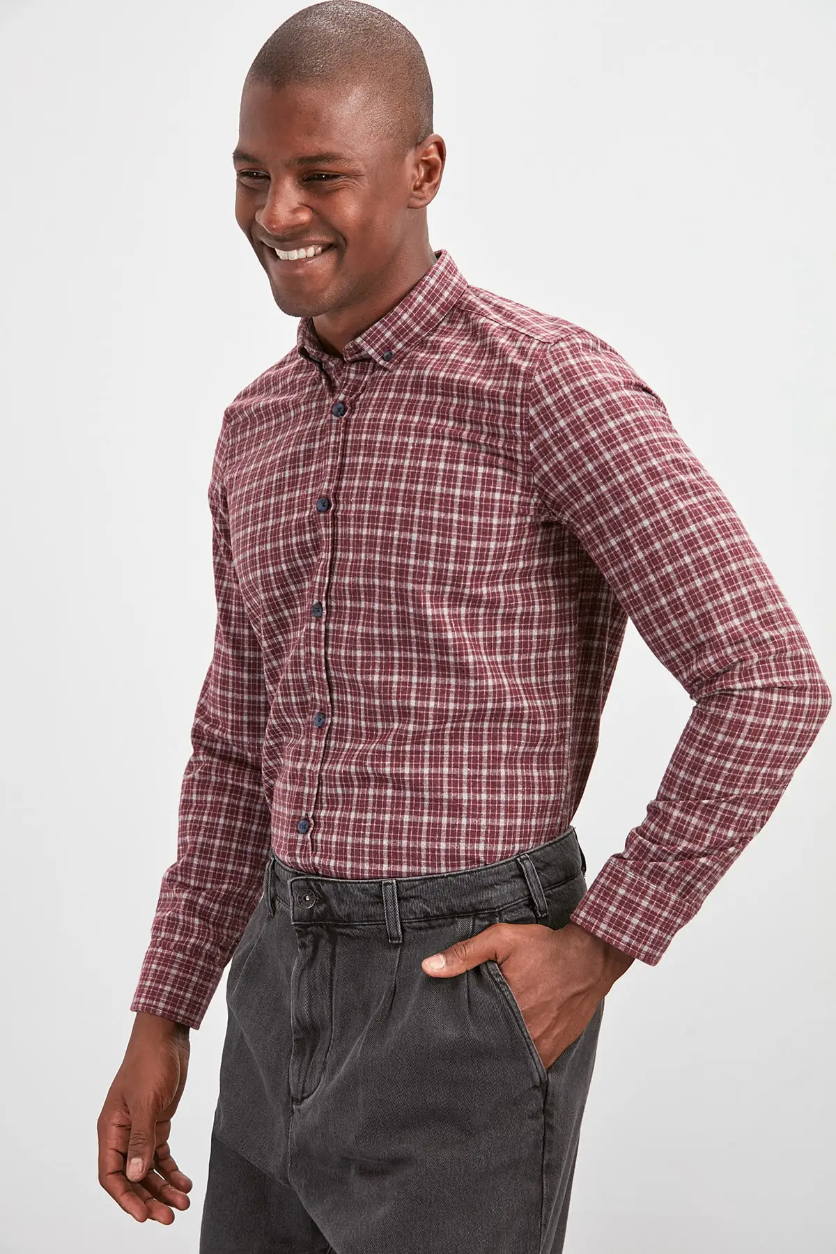 Trendyol мужской Slim Fit Lumberjack клетчатая рубашка Новый TMNAW20GO0512 |