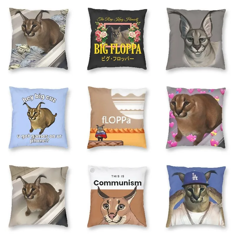 

Vibrant Floppa RU Square Throw Pillow Cover Home Decor 3D Double-sided Print Cat Cushion Cover for Living Room