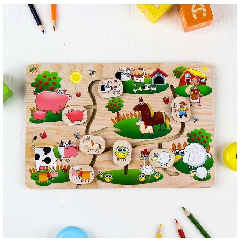 Лабиринт на ферме логический лабиринт животные |