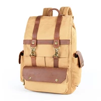travel mens backpacks vintage crazy horse leather canvas bags casual laptop backpacks