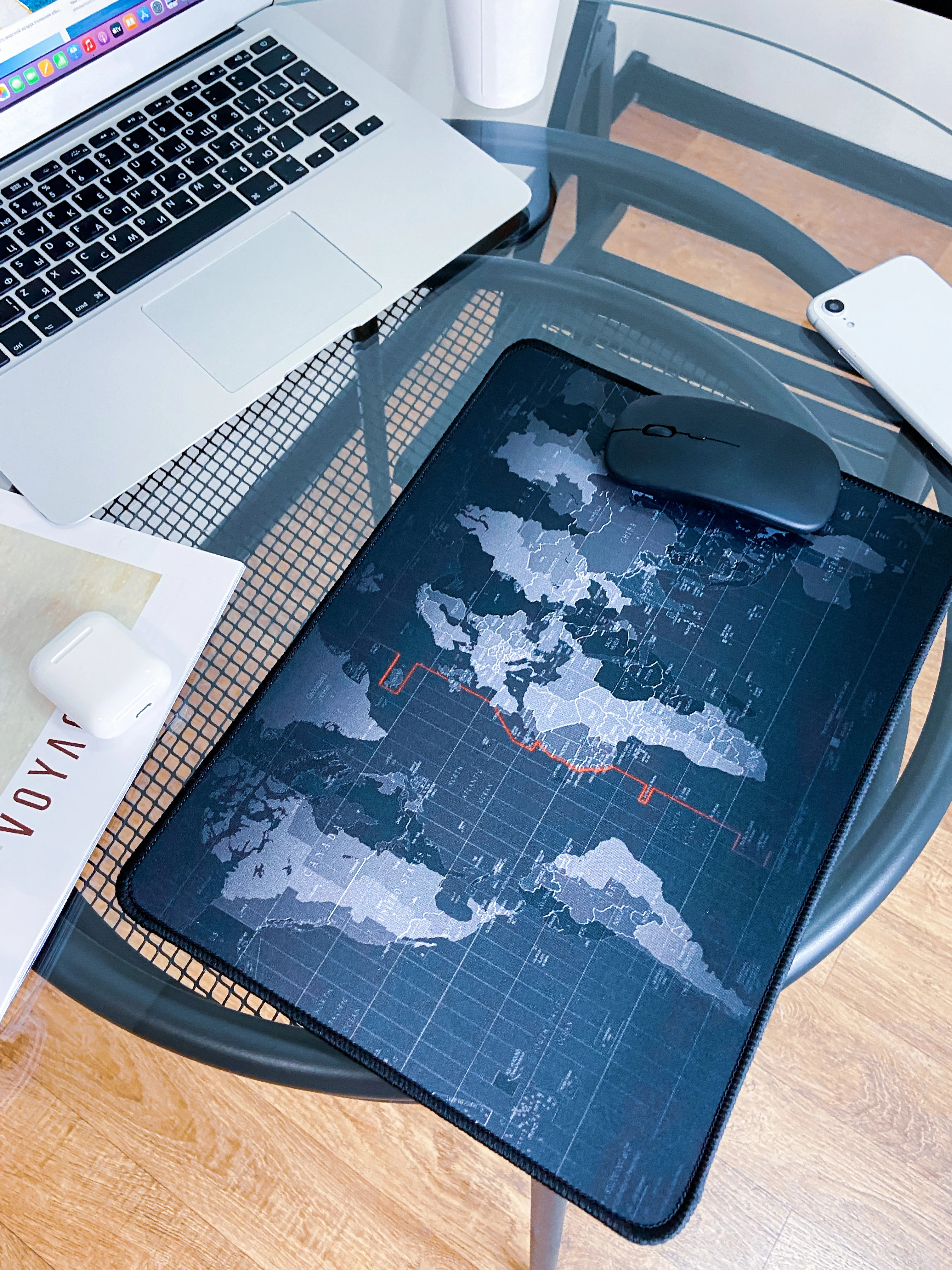 Коврик для компьютерной мыши игровой прошитый 350x250x3мм / Карта - Цена: 388