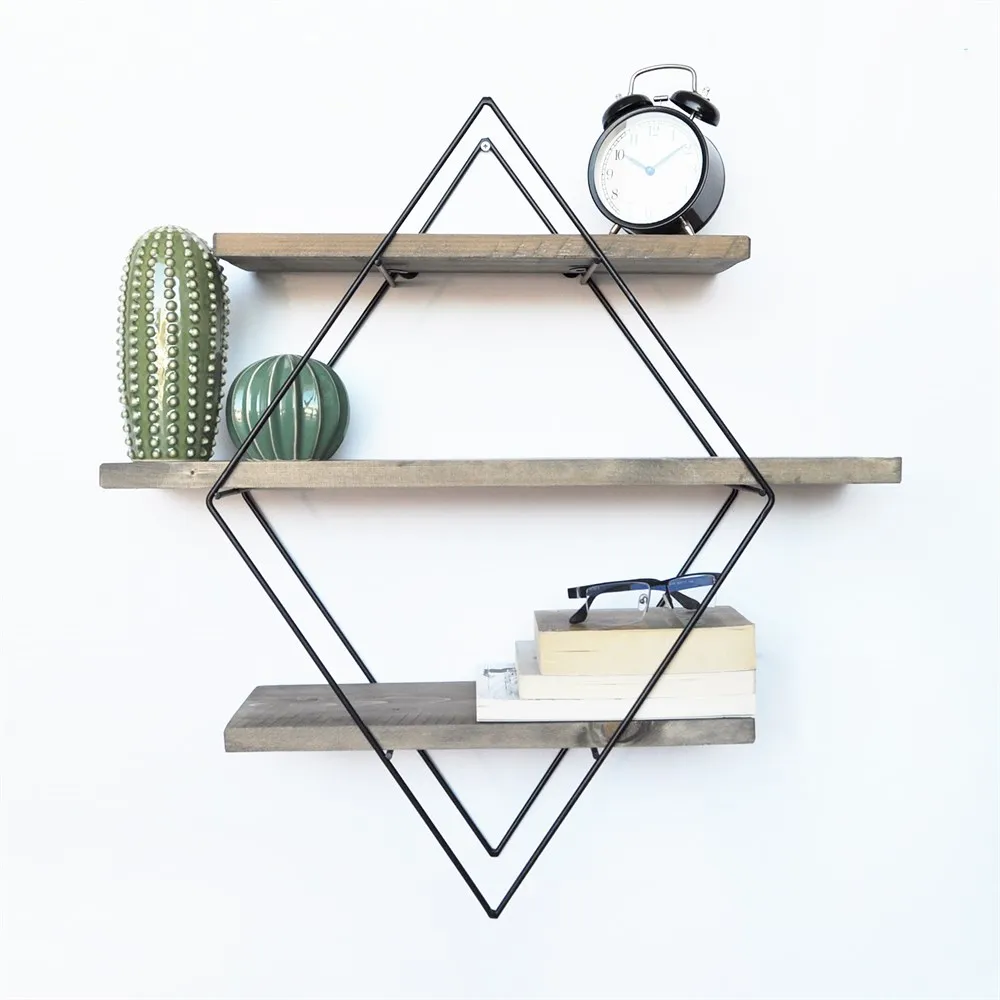 

Geometrik Metal ve dogan ahshap Raf
