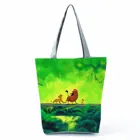 Женская сумка с принтом короля льва, зеленая многоразовая пляжная сумка через плечо с мультипликационным принтом