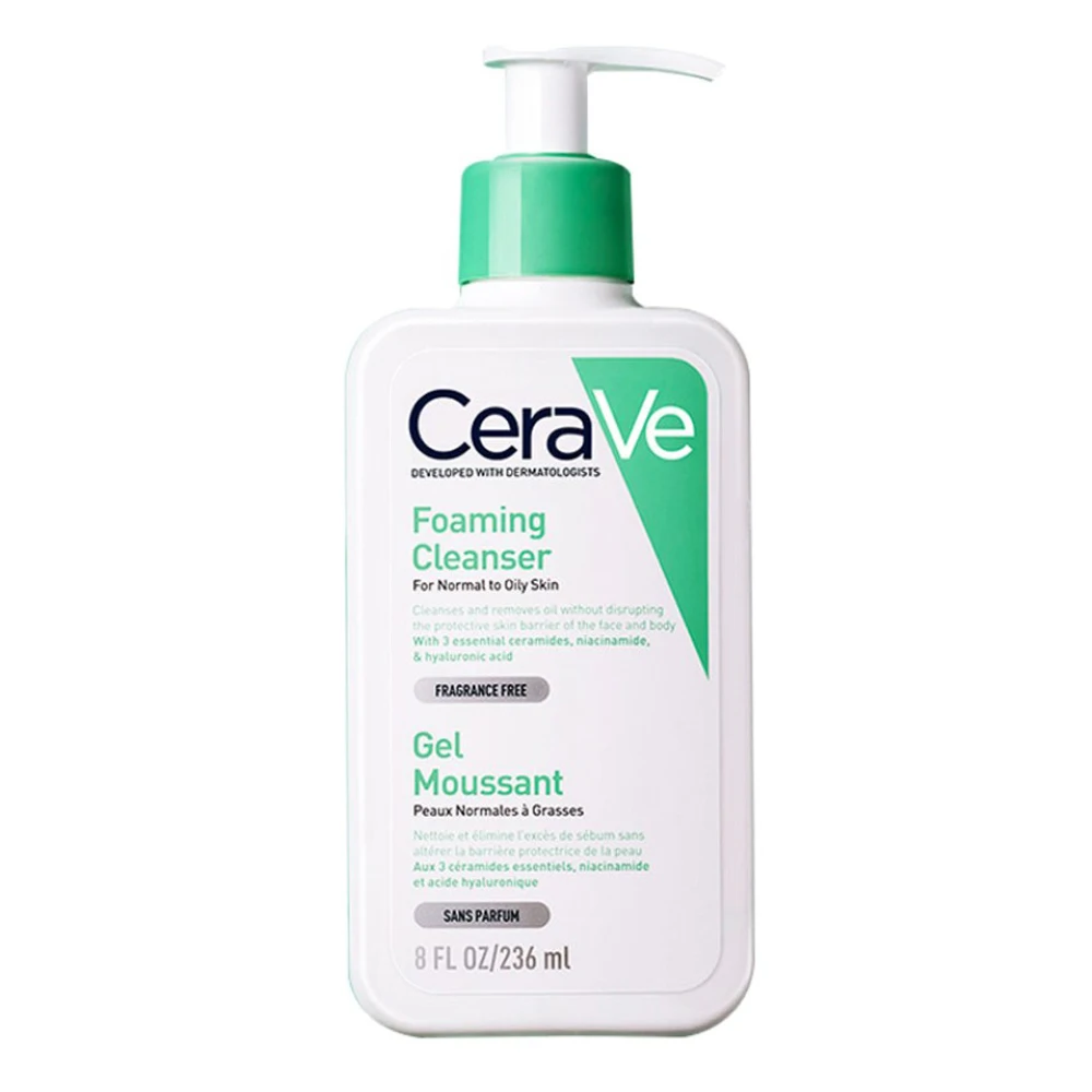 

Cerave Foaming Facial Cleanser for Normal to Oily Skin Gently Gel Cleanser Removing Excess Oil Moisture Balance Face Wash 236ml