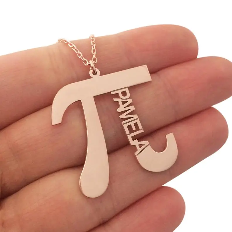 

Personalised Pi Symbol Custom Name Necklace Nameplate Jewelry Stainless Steel Letter Necklace Teacher Student Graduation Gifts