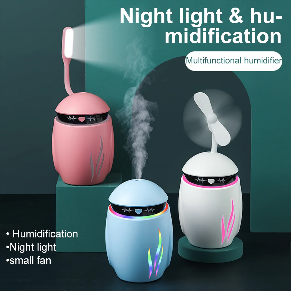 

Портативный ультразвуковой увлажнитель воздуха, 350 мл, USB, с светодиодный Ной лампой