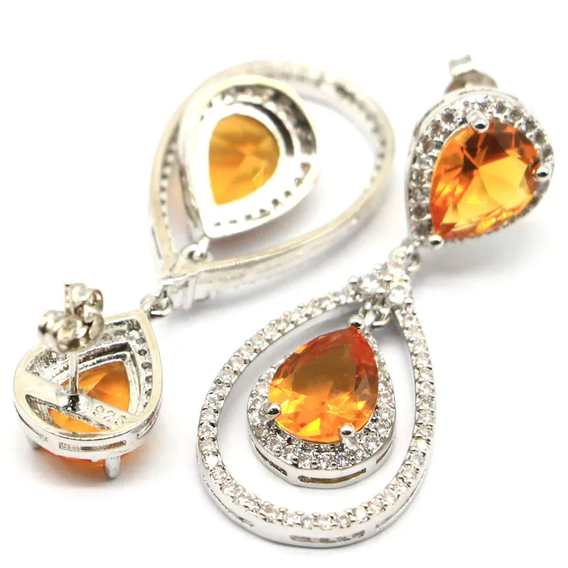 42x17 м Роскошные Длинные большие серьги из красного рубина золота цитрина Яркий