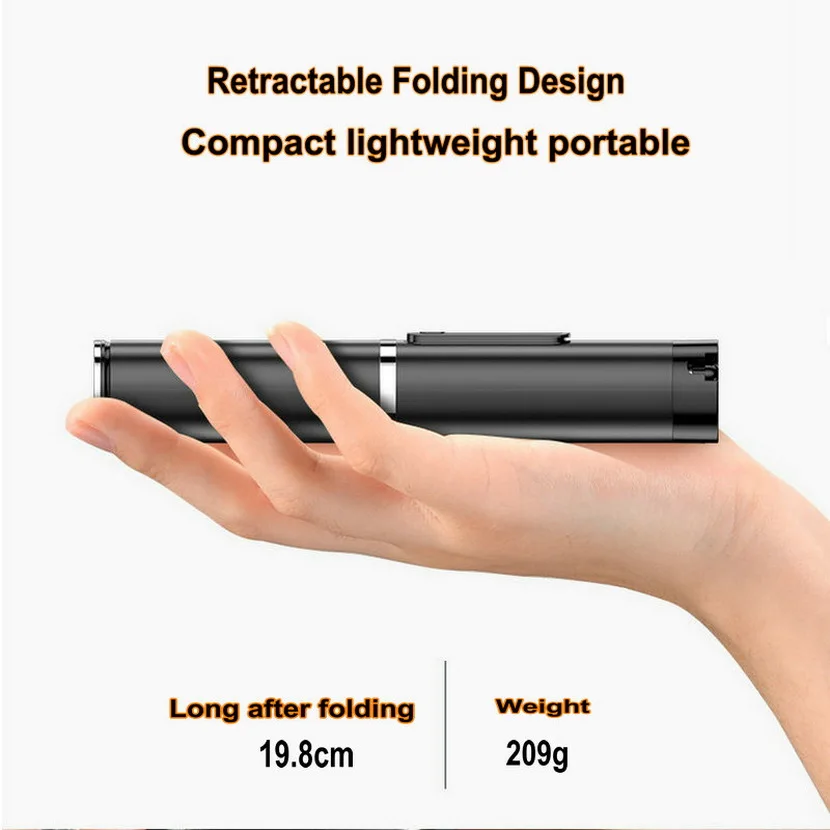 Портативная селфи палка KPHRTEK Bluetooth перезаряжаемая скрытая телефонная для iPhone Samsung