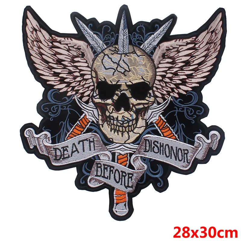 

Punk Skull Embroidery Patches for Clothing Iron on Clothes Biker Motorcycle Applique Badge Stripe Sticker