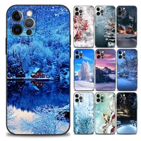 covers landscape winter light phone case for iphone 11 12 13 pro max 7 8 se xr xs max 5 5s 6 6s plus soft silicone cover coque
