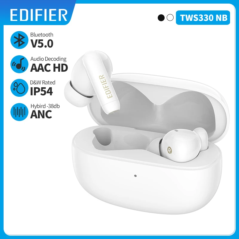 EDIFIER-auriculares inalámbricos TWS330NB con Bluetooth 5,0, dispositivo híbrido ANC, con cancelación de ruido y carga rápida