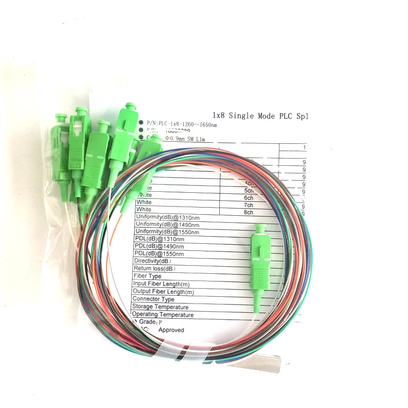 10PCS fiber optic PLC splitter 1x8 SC APC/UPC 0.9mm G657A1 green blue connector optional | Мобильные телефоны и