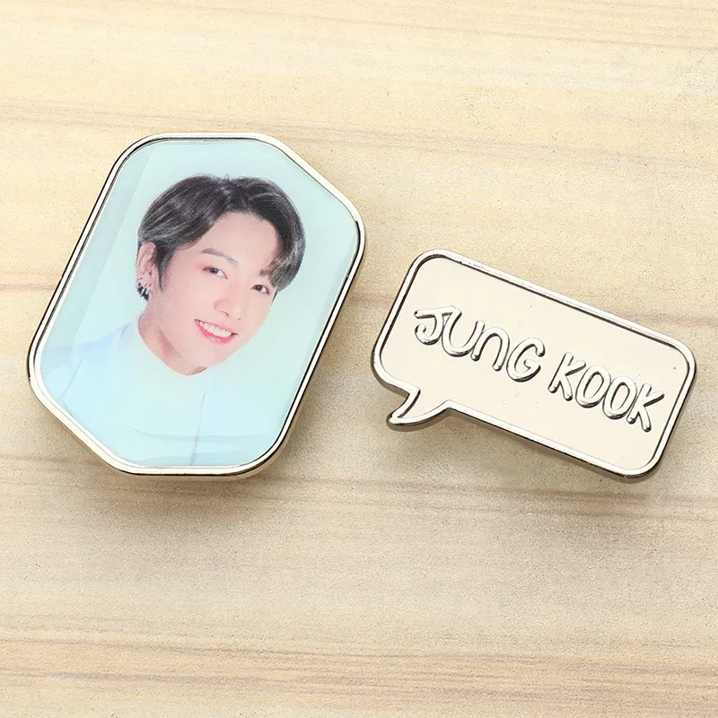 

KPOP Store Bangtan Boys Brooches Pins Metal Printing High Quality Bag Accessories JIMIN JIN SUGA Fans Collection