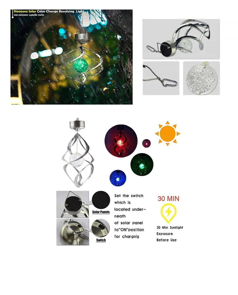 

Solar Wind Chime Lamp Outdoor Waterproof Garden Hanging Spinner Colorful Color Changing Solar Lamp Villa Lawn Yard Decoration