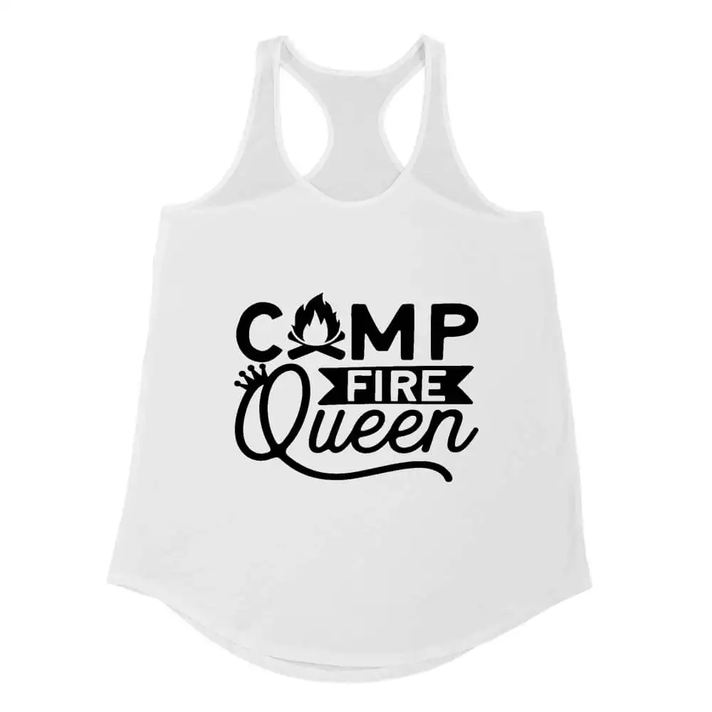 

Campfire Queen Tank Tops New Arrival Women Funny Casual Cotton Tank Tops Camping Tops Nature Vest Camper Gift