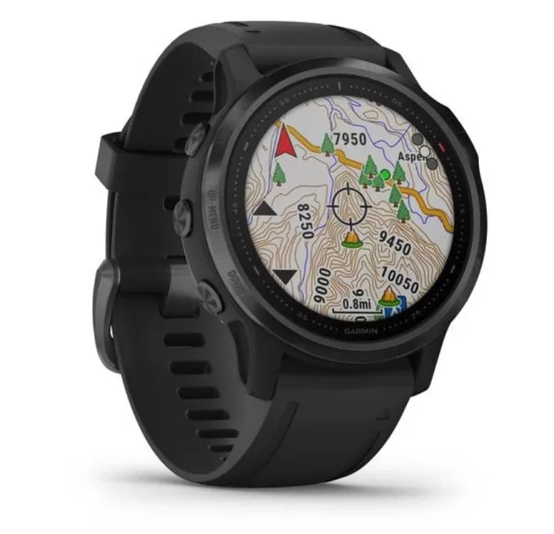 Черные часы Garmin Fenix 6S Sapphire серый DLC с черным ремешком | Электроника